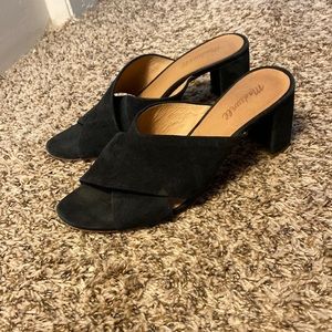 Madewell Greer Black Suede Cross cross Mules